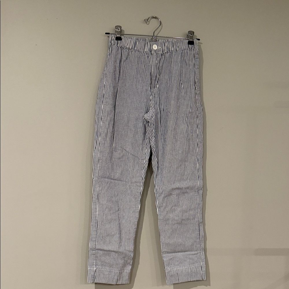 John Galt Brandy Melville striped capri pants blue and white‎